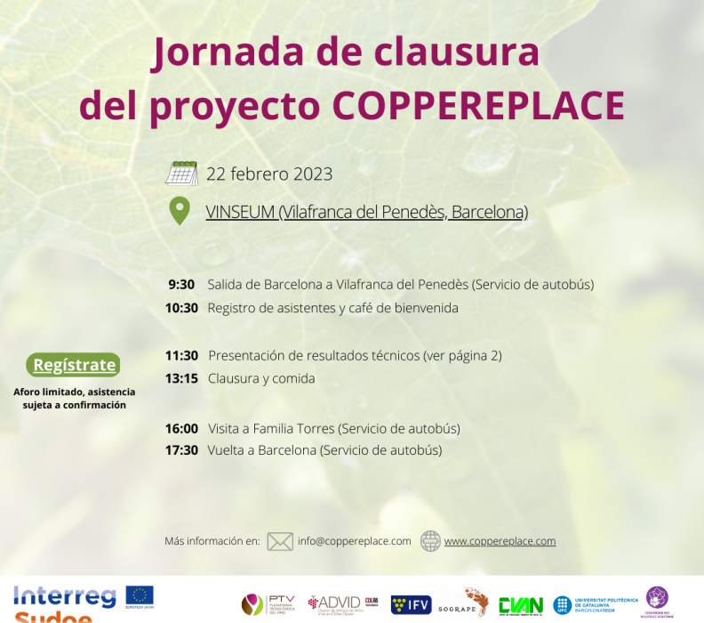 COPPEREPLACE presentará sus resultados en Vilafranca del Penedès